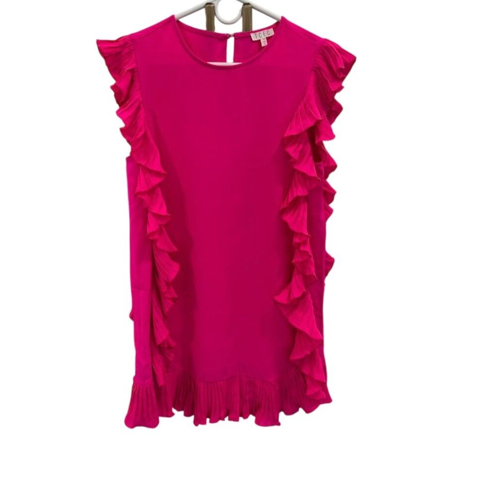 TCEC Women's Standard Size S Pink Ruffle Sleeveless Party Dress Short Length
